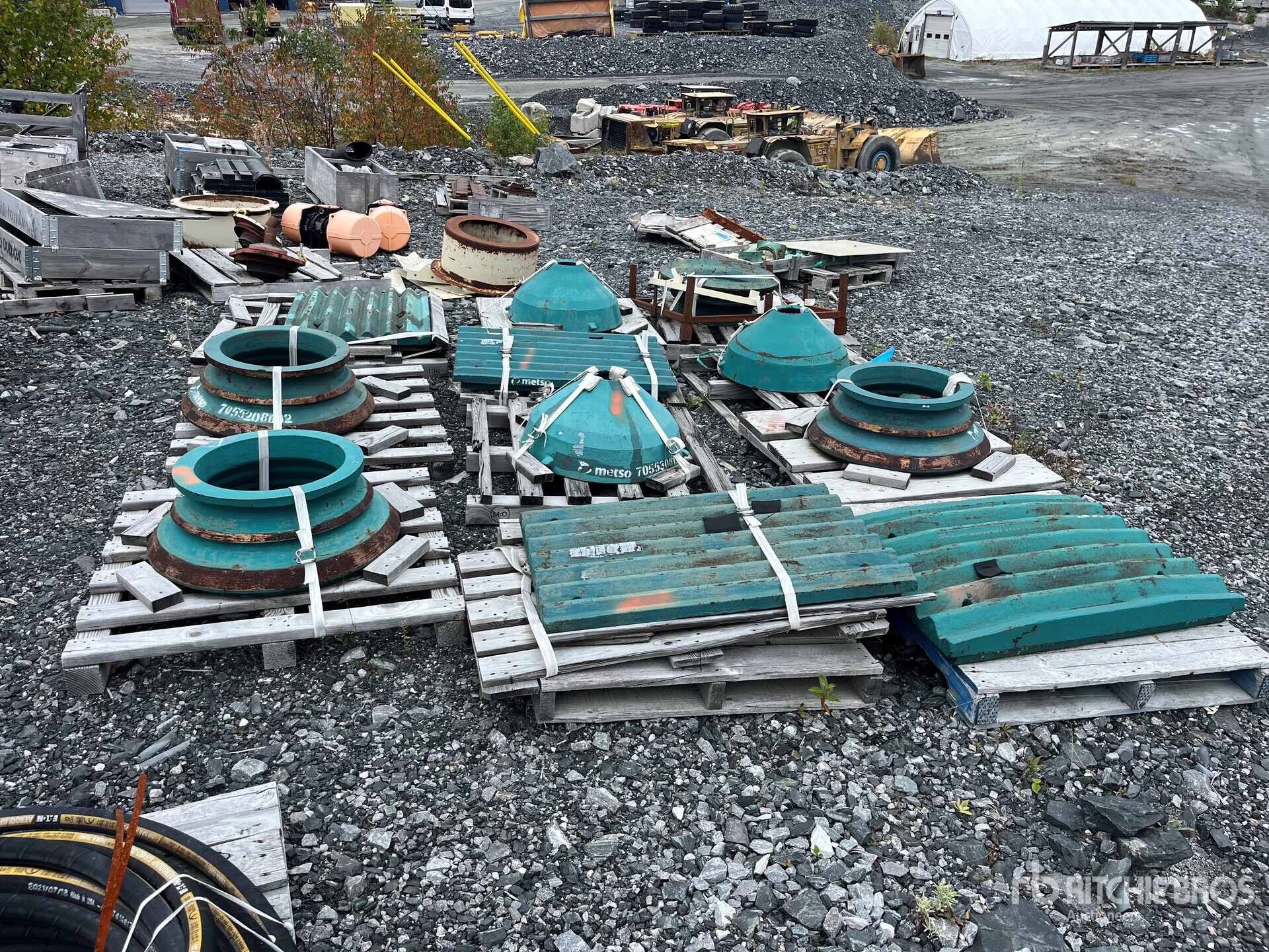 Quantity of (11) Pallets of Metso Parts (Green)