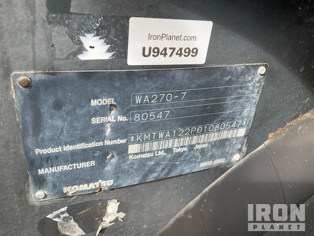 CARGADOR FRONTAL 2014 KOMATSU WA2707