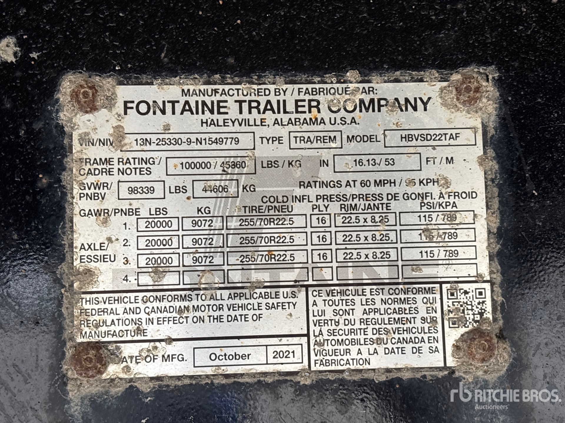 2022 Fontain 53 ft Tri/A Step Deck Trailer