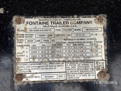 2022 Fontain 53 ft Tri/A Step Deck Trailer