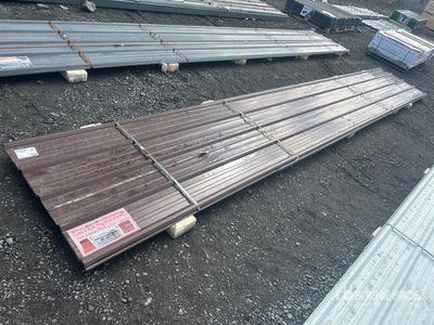 Quantity of (20) 20 ft x 3 ft Brown Metal Roof Panels (Unused)