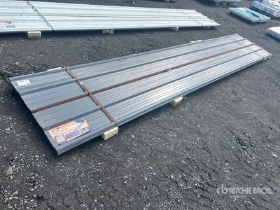 Quantity of (30) 16 ft x 3 ft Grey Metal Roof Panels (Unused)