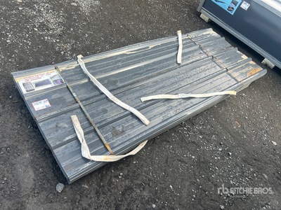 Quantity of (70) 8 ft x 3 ft Grey Metal Roof Panel (Unused)