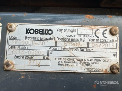2019 Kobelco SK500LC-10 Excavadora de Cadenas
