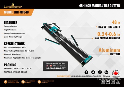 2025 Landhonor LHR-MTC48 48 in Manual Tile Cutter (Unused)