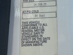 General Appearance with Motor Vehicle Safety Standards Label