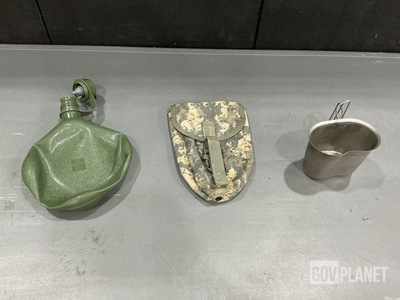 (46) Water Canteen Cups, (284) Entrenching Tool Carriers & Assorted Items