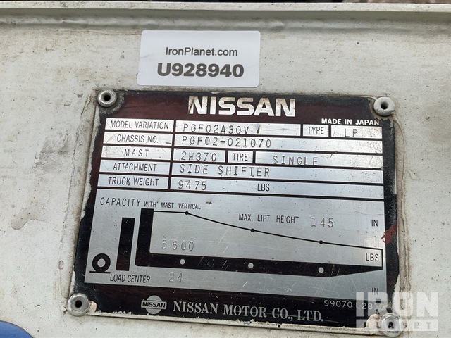MONTACARGAS NISSAN PGF02A30V