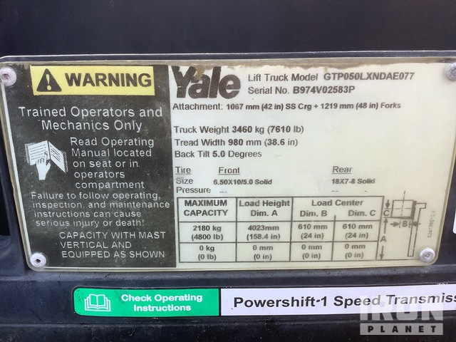 MONTACARGAS 2016 YALE GTP050LXNDA