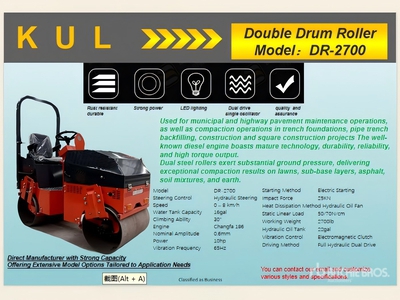 2025 KUL DR-2700 Rodillo Doble (Sin Usar) / Tandemwalze (Unused)