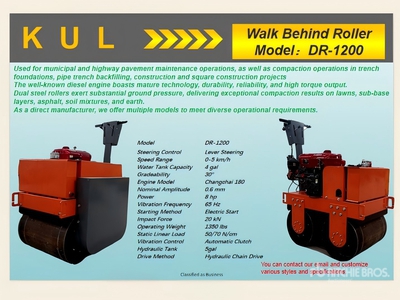 2025 KUL DR-1200 Rodillo Doble de Jalon (Sin Usar) / Rullo compattatore a spinta (Unused)