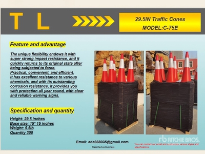 Quantity of (250) 2025 TL C-75E Lote de Conos de Trafico (Sin Usar) / Conos de trafico (Unused)