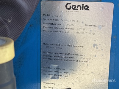 2012 Genie Z45/25 Articulating Boom Lift