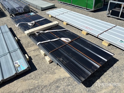 Quantity of (70) Black Metal Roof Panels 12 Ft X 3 Ft (Unused)