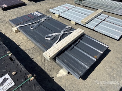 Quantity of (70) Grey Metal Roof Panels 8 Ft X 3 Ft (Unused)