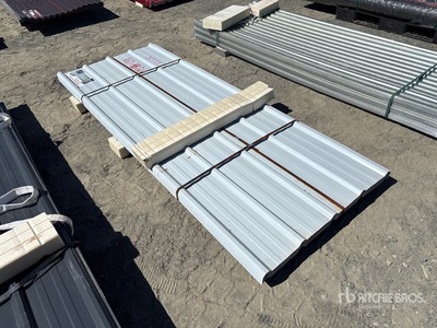 Quantity of (70) White Metal Roof Panels 8 Ft X 3 Ft (Unused)