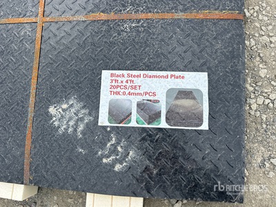 Quantity of (20) Black Steel Diamond Plate 3 Ft X 4 Ft