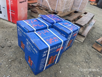 Quantity of (4) 2024 Powertek 20T lifter Qty(4) 20 Ton Air Bottle Jack (Unused)