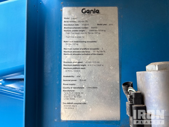ELEVADOR ARTICULADO 2015 GENIE 4WD Z6240J