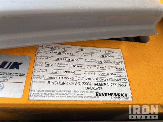 MONTACARGAS ELéCTRICO 2018 JUNGHEINRICH EFG220