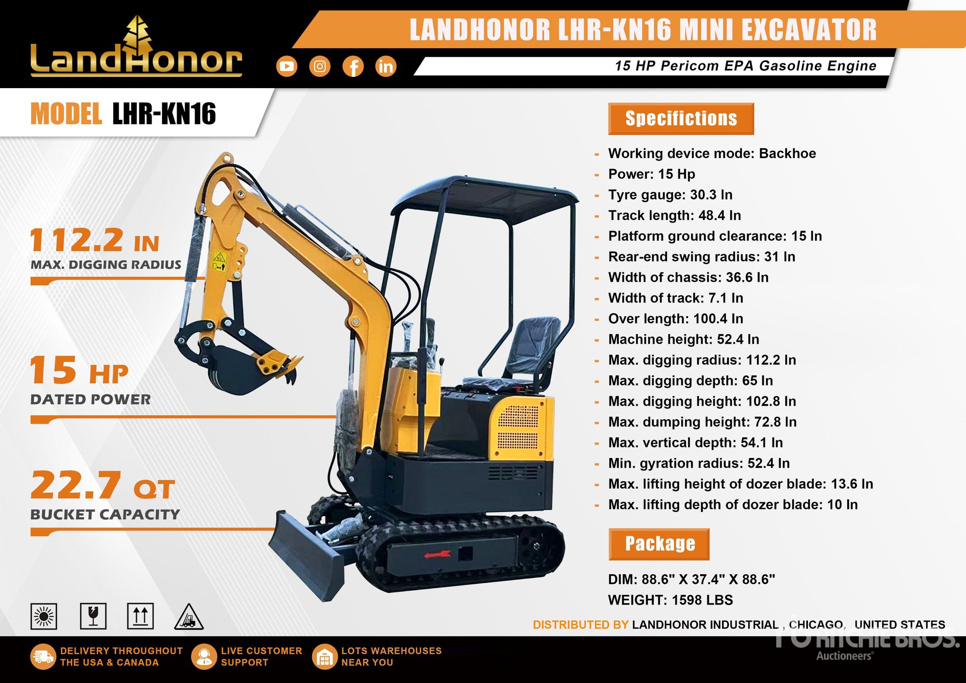 2025 Landhonor LDH-KN16 HYDRAULIC MINI EXCAVATOR Mini Excavator (Unused)