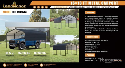 2025 Landhonor LHR-MC1613 13 ft x 16 ft Carport (Unused)