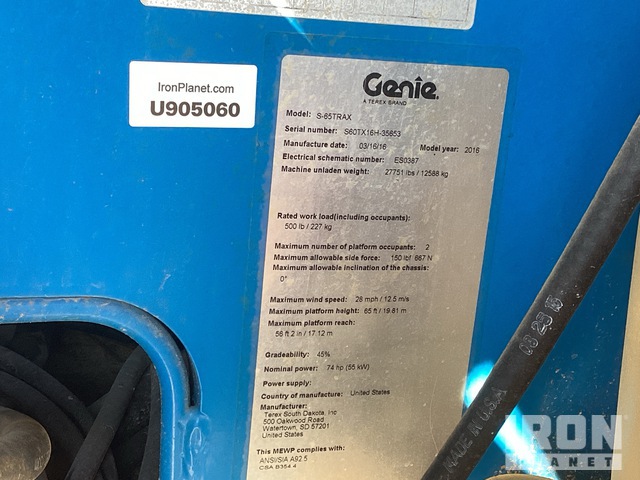 ELEVADOR TELESCóPICO 2016 GENIE S65TRAX