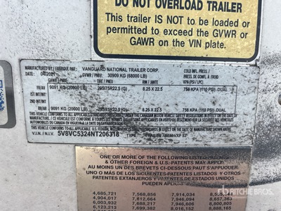 2022 Vanguard 53 ft x 102 in T/A Van Trailer