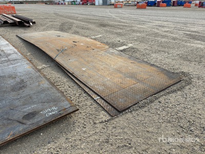 Quantity of (4) 5 ft x 20 ft x 1/4 in Steel Checker Plate (Unused)