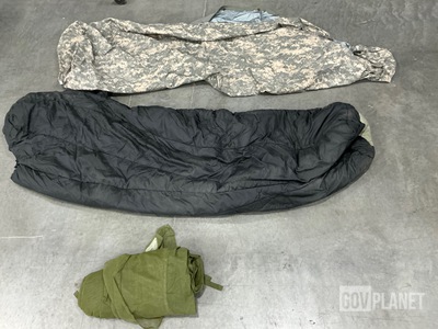 (15) Insect Net Protectors, (9) Sleeping Bags, (11) Bivy Covers & Assorted Items