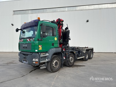 2006 MAN TGA 35.350 8x4 Camion Ampliroll Grue Palfinder HC1/HD4/B4 4580kg 2016 Roll-Off Truck