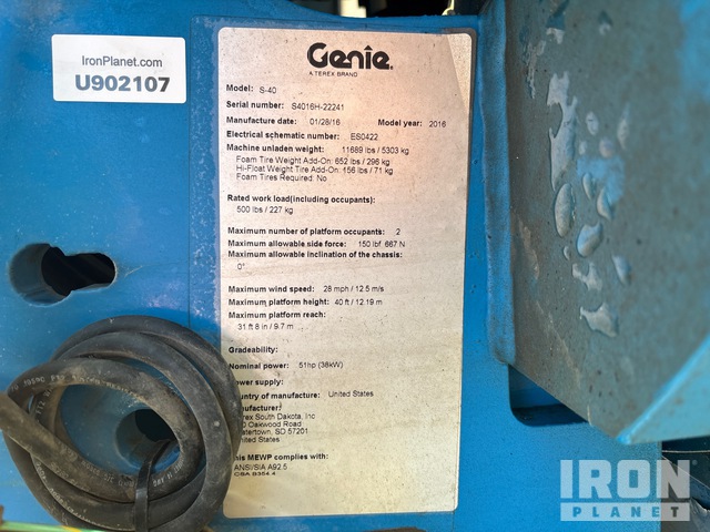 ELEVADOR TELESCóPICO 2016 GENIE 4WD S40