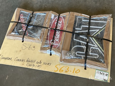 Quantity of (3) Caterpillar, Cummins, Peterbilt Neon Signs Varios, tienda, almacen, consumidor (Unused)