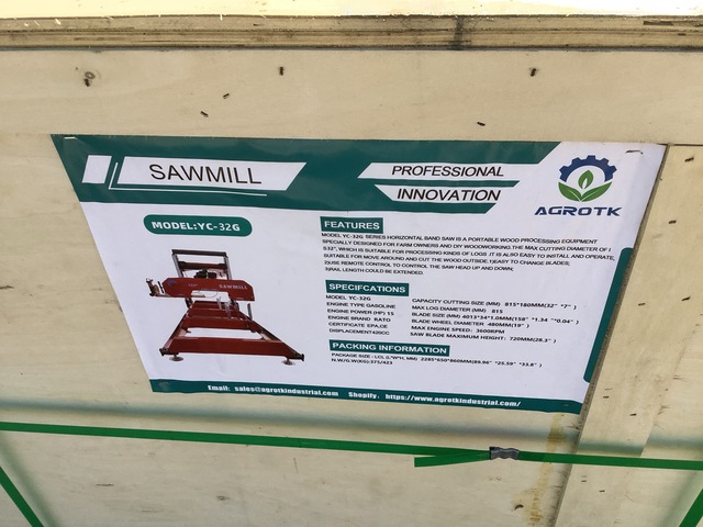 2025 AGT YC-32G Portable Sawmill - Unused