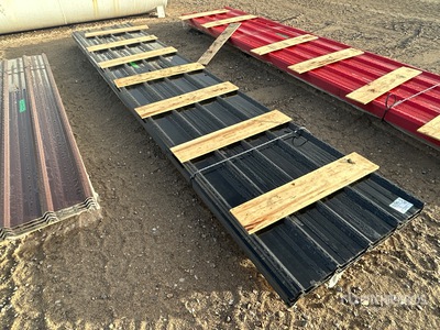 Quantity of (110) Black 16 ft Sheets Steel Siding Roofing (Unused)