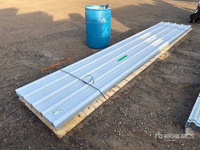 Quantity of (110) White 16 ft Steel Siding Roofing Sheets (Unused)