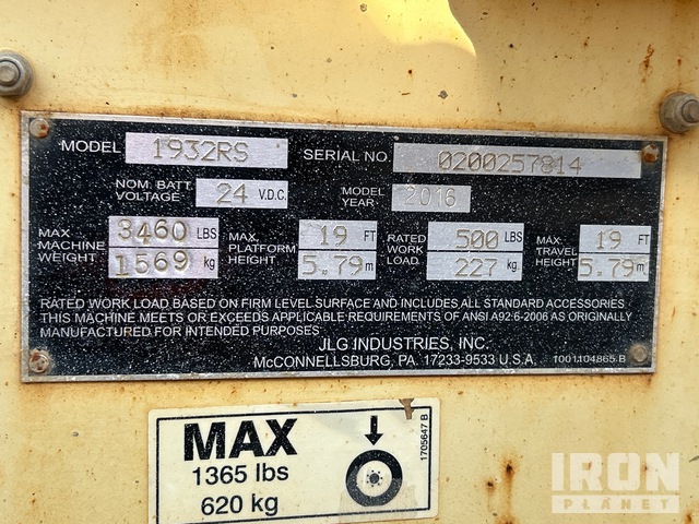 ELEVADOR TIJERA 2016 JLG 1932RS