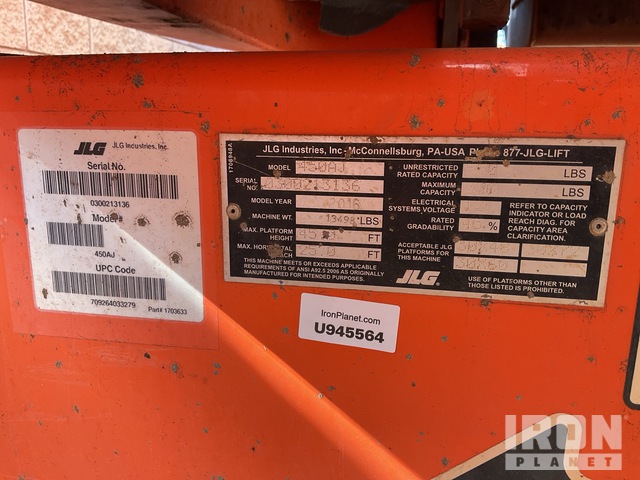 ELEVADOR ARTICULADO 2016 JLG 4WD 450AJ