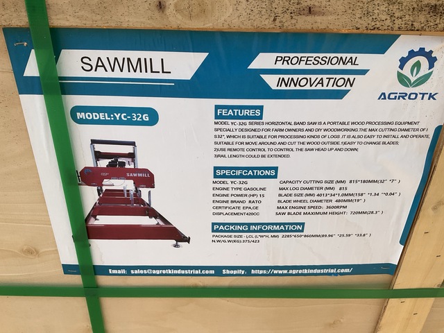 2025 AGT YC-32G Portable Sawmill - Unused