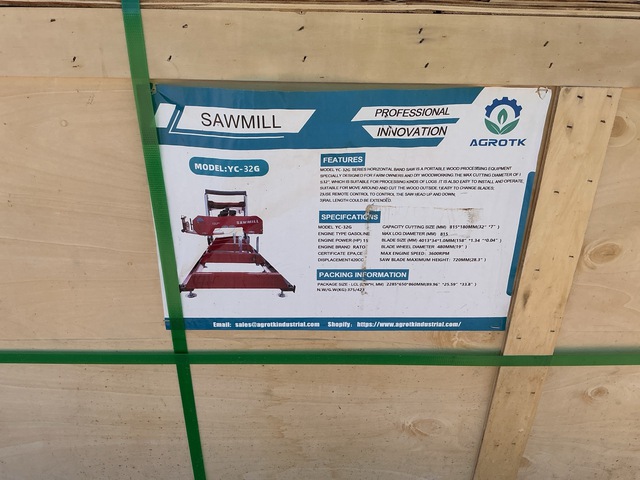2025 AGT YC-32G Portable Sawmill - Unused