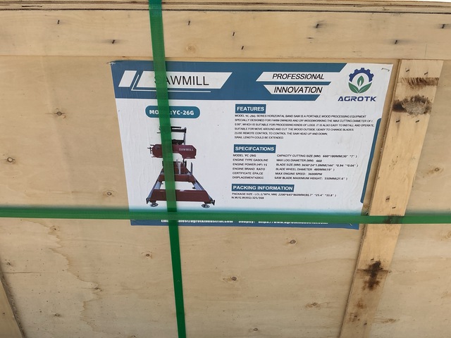 2025 AGT YC-26G Portable Sawmill - Unused
