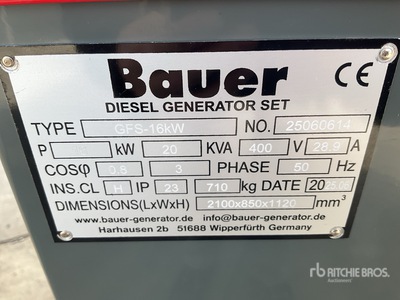 2025 Bauer GFS 16 ATS 16 kW / 20 kVa Generator Set (Unused)