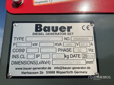 2025 Bauer GFS 24 ATS 24 kW / 30 kVa Generator Set (Unused)