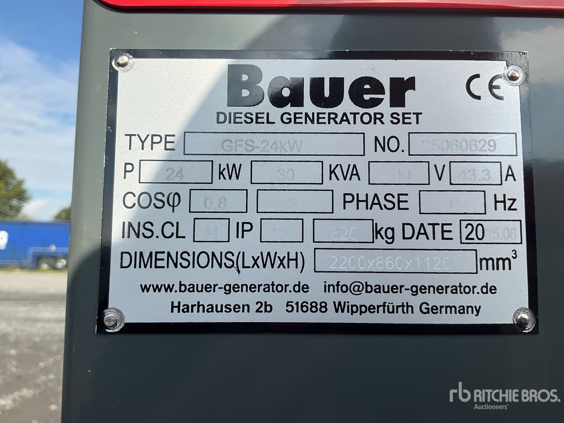 2025 Bauer GFS 24 ATS 24 kW / 30 kVa Generator Set (Unused)
