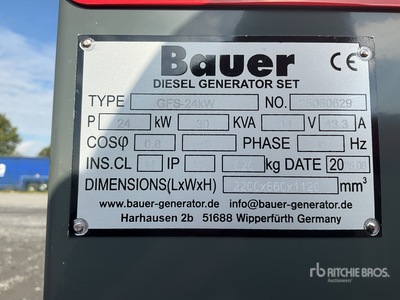 2025 Bauer GFS 24 ATS 24 kW / 30 kVa Generator Set (Unused)