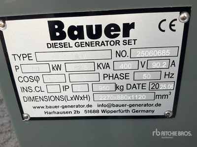 2025 Bauer GFS 50 ATS 50 kW / 62,5 kVA Generator (Unused)