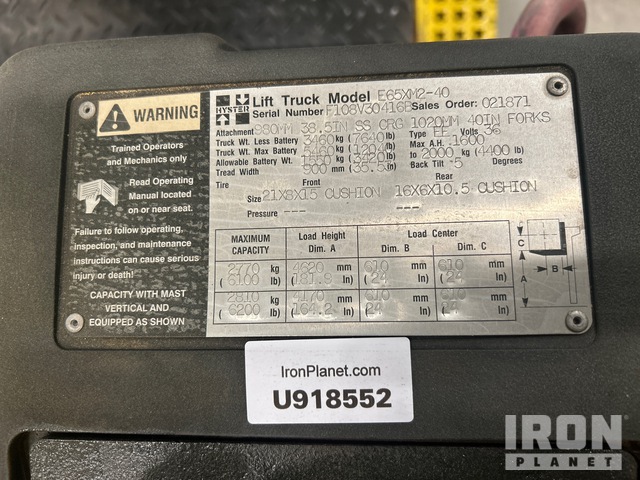 MONTACARGAS ELéCTRICO 2004 HYSTER E65XM240