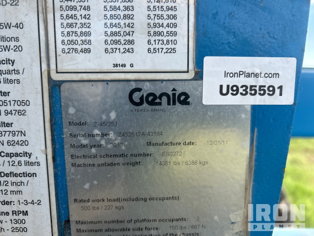 ELEVADOR ARTICULADO 2012 GENIE 4WD Z4525J