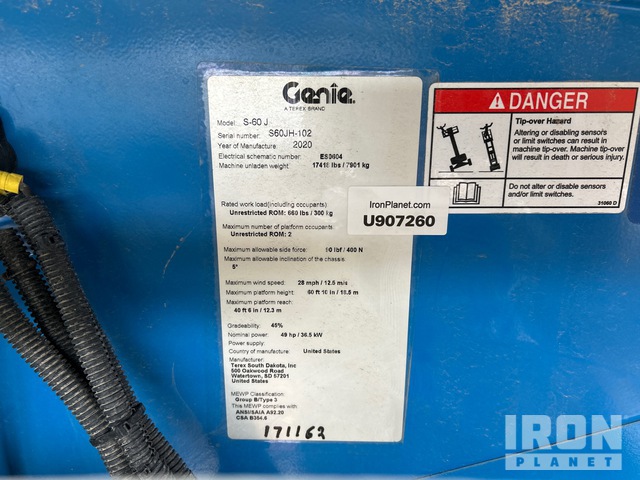 ELEVADOR TELESCóPICO 2020 GENIE 4WD S60J