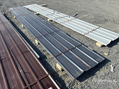 Quantity of (20) 20 ft x 3 ft Grey Metal Roof Panels (Unused)